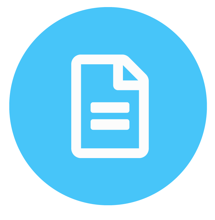 A white file icon on a blue background.